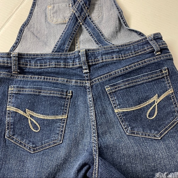 Jordache White Floral Applique Denim Short Alls XL (14-16) Juniors - Picture 6 of 7